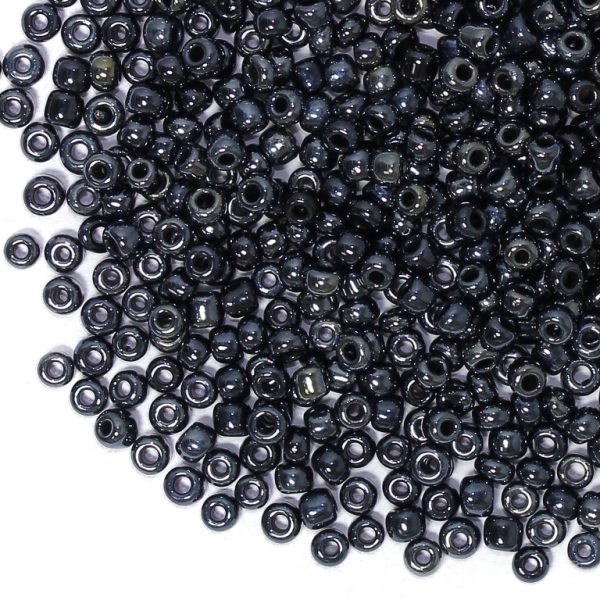 GLASS SEED BEADS - BALL 4mm - IRIS - HEMATITE 606 - 50g Hole-1.5mm