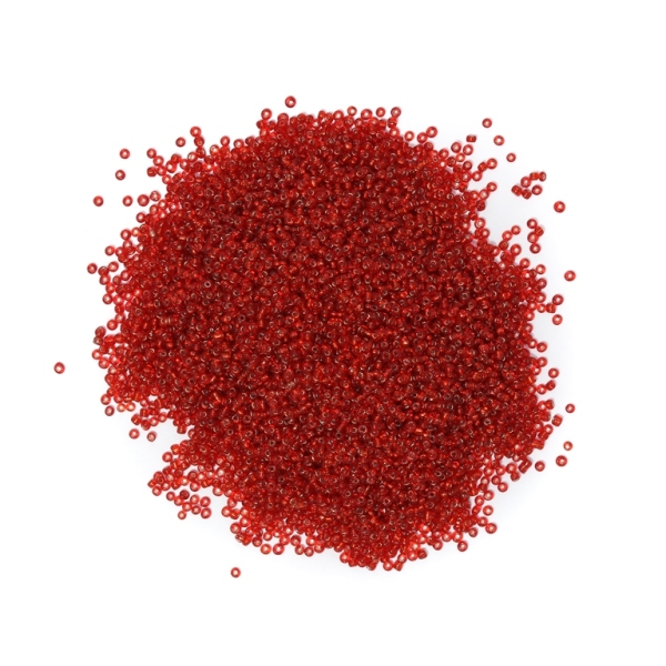 GLASS SEED BEADS - BALL 2mm - SILVER LINED - RED 25 - PACKAGE 450g Hole-0.8mm