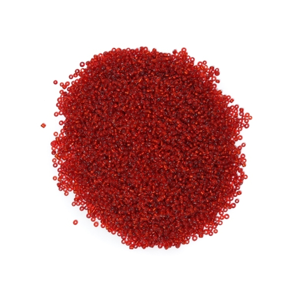 GLASS SEED BEADS - BALL 2mm - SILVER LINED - RED (DARK) 25В - PACKAGE 450g Hole-0.8mm