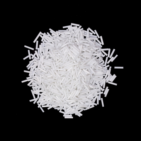 GLASS SEED BEADS - BUGLES 9x2mm - THICK - WHITE 41 - PACKAGE 450g Hole-0.8mm