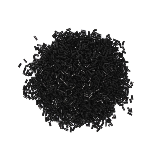 GLASS SEED BEADS - BUGLES 4.5x2mm - THICK - BLACK 49 - PACKAGE 450g Hole-0.8mm