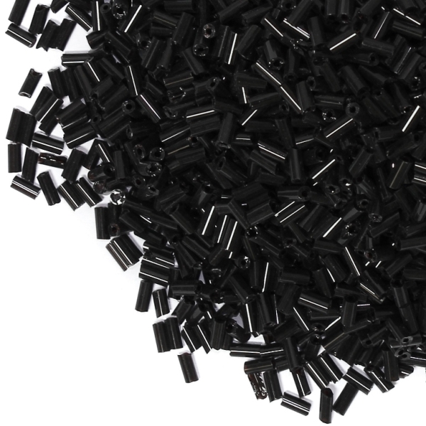 GLASS SEED BEADS - BUGLES 4.5x2mm - THICK - BLACK 49 - 50g Hole-0.8mm