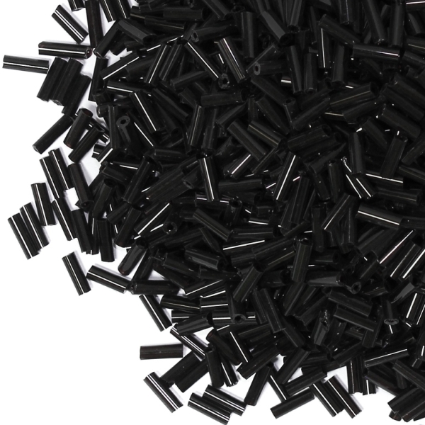 GLASS SEED BEADS - BUGLES 6x2mm - THICK - BLACK 49 - 50g Hole-0.8mm