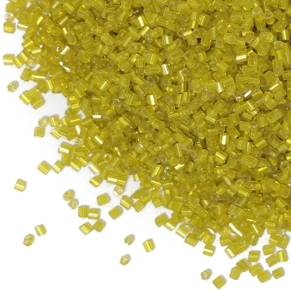 GLASS SEED BEADS - 2 CUT 2x2mm - SILVER THREAD - YELLOW 30 - 50g Hole-0.8mm