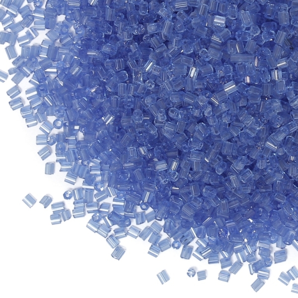 GLASS SEED BEADS - 2 CUT 2x2mm - TRANSPARENT - BLUE (LIGHT) 6 - 50g Hole-0.8mm