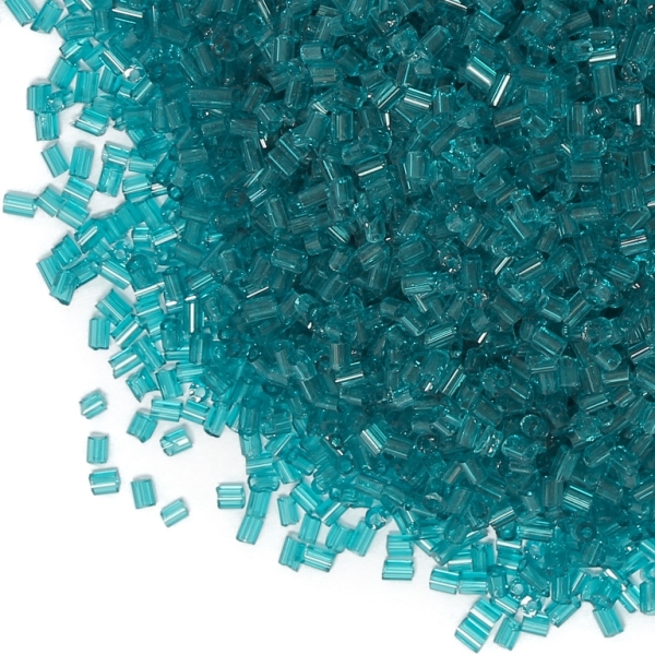 GLASS SEED BEADS - 2 CUT 2x2mm - TRANSPARENT - TURQUOISE 21А - 50g Hole-0.8mm