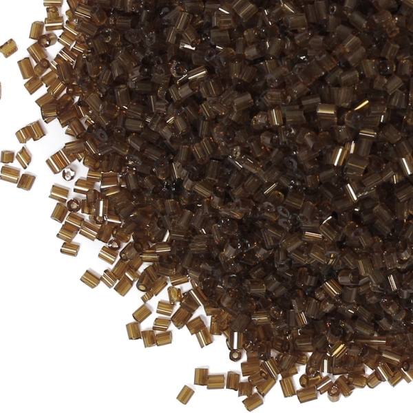 GLASS SEED BEADS - 2 CUT 2x2mm - TRANSPARENT - BROWN 13 - 50g Hole-0.8mm