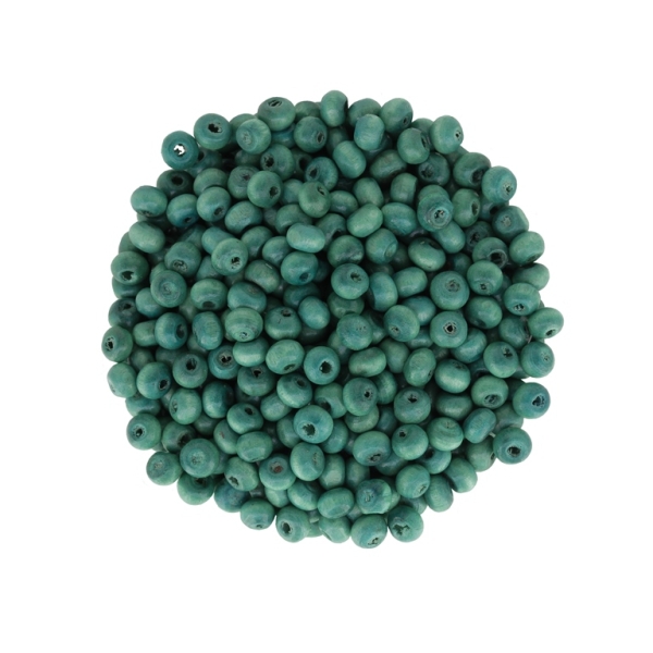 WOODEN BEADS - BALL SHAPED - 3x4mm TURQUOISE 11 - 50g Hole-2.0mm (2400pcs.)