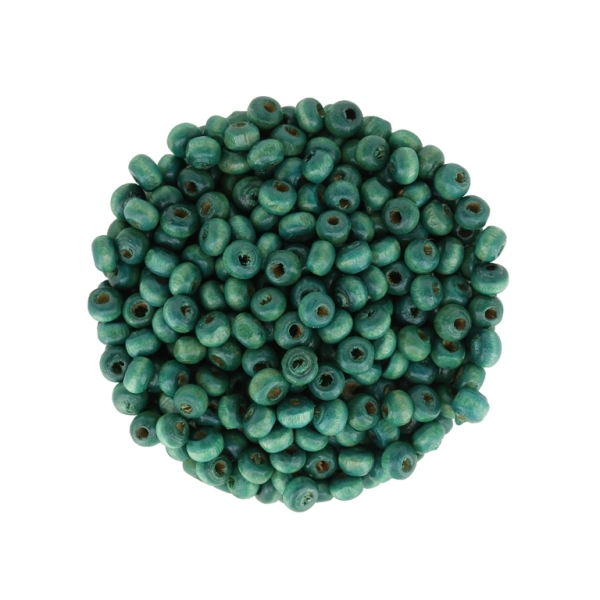 WOODEN BEADS - BALL SHAPED - 3x4mm TURQUOISE GREEN - 50g Hole-2.0mm (2400pcs.)