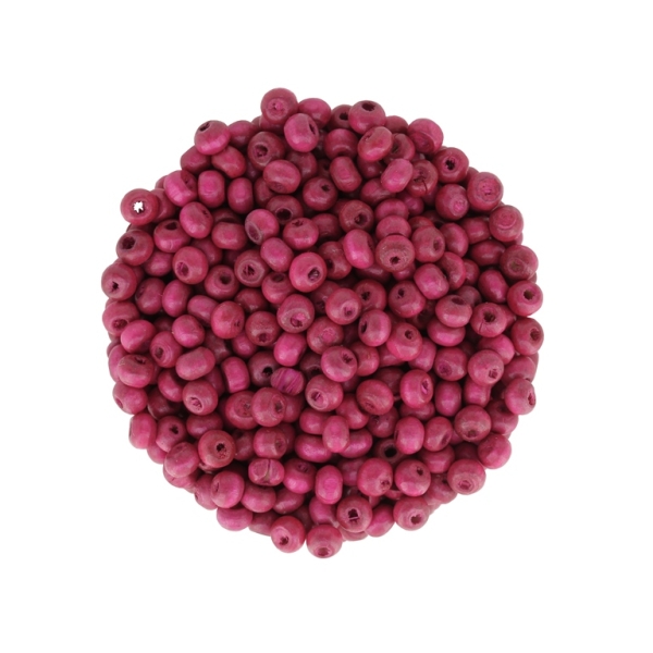 WOODEN BEADS - BALL SHAPED - 3x4mm CYCLAMEN - PACKAGE 500g Hole-2.0mm (24 000pcs.)