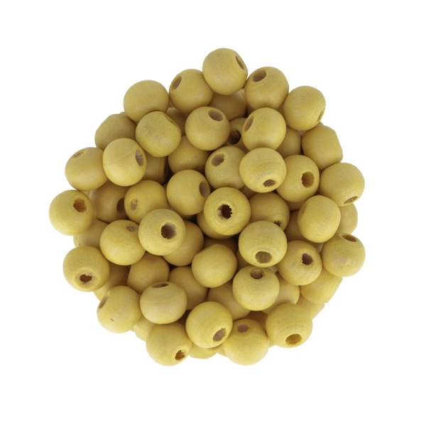 WOODEN BEADS - BALL SHAPED - 6x8mm YELLOW (MATTE) - PACKAGE 500g Hole-3.0mm (4130pcs.)