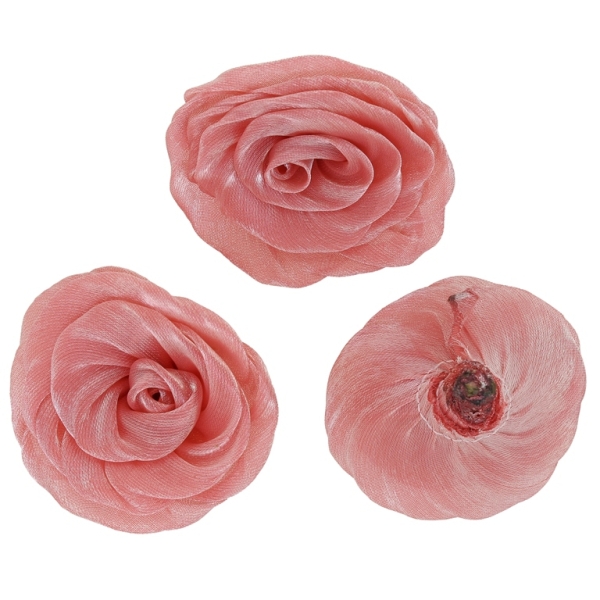 TEXTILE BEADS - ORGANZA WITH PEARL GLAZE GLOSS - ROSE - 55mm CORAL - 5 pcs.