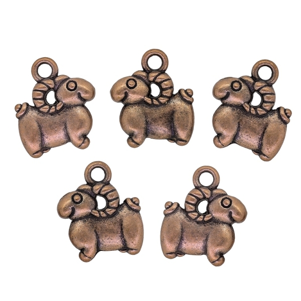 METAL BEADS - PENDANT - RAM 02 - 12x14.5x3mm ANTIQUE BRASS - 10pcs. Hole-2.0mm