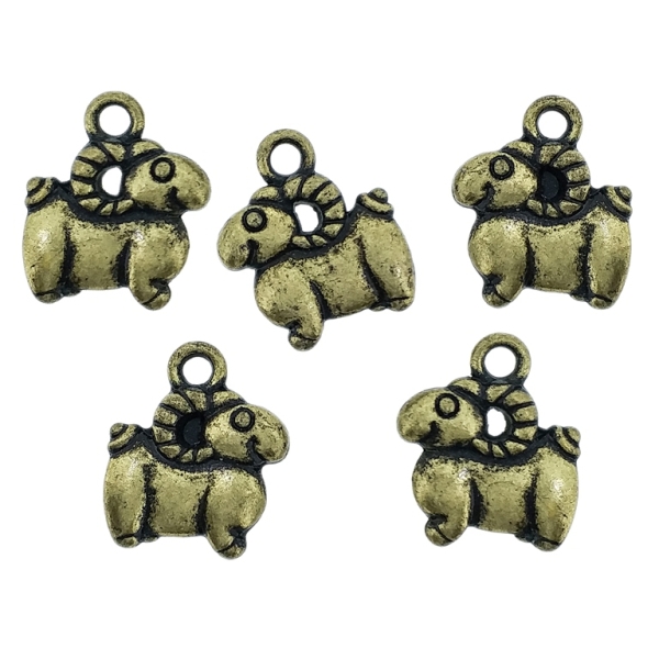 METAL BEADS - PENDANT - RAM 02 - 12x14.5x3mm ANTIQUE BRONZE - 10pcs. Hole-2.0mm