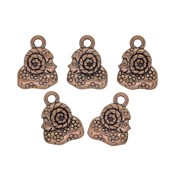 METAL BEADS - PENDANT - RAM WITH FLOWERS 01 - 10.5x14x3.5mm ANTIQUE BRASS - PACKAGE 70pcs. Hole-2.0mm