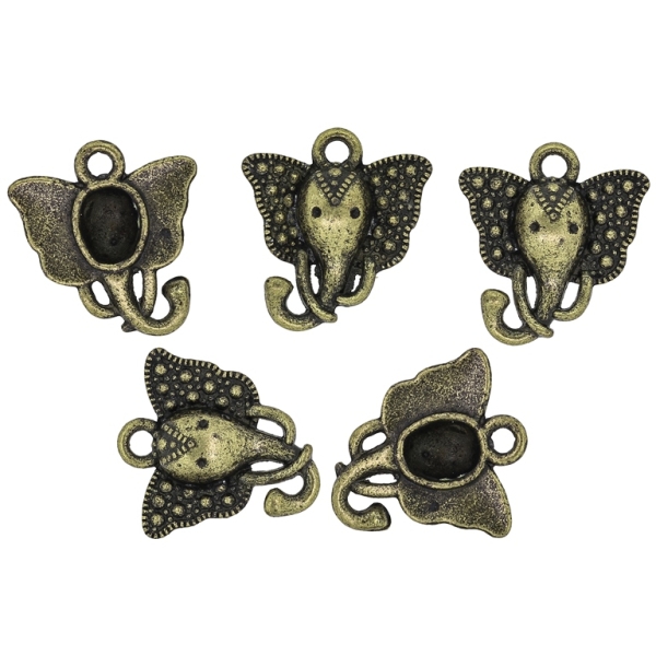 METAL BEADS - PENDANT - ELEPHANT 02 - 15x16x4mm ANTIQUE BRONZE - PACKAGE 110pcs. Hole-2.0mm