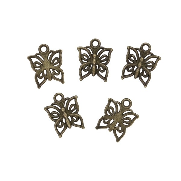 METAL BEADS - PENDANT - BUTTERFLY CONTOUR 03 - 12x15x1.5mm ANTIQUE BRONZE - 20pcs. Hole-1.8mm