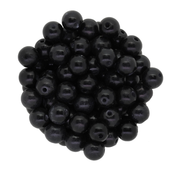 PLASTIC BEADS - BALL - 8mm BLACK - 50g Hole-1.6mm (140pcs.)