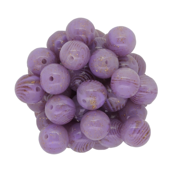 PLASTIC BEADS - BALL - 11mm PURPLE AND GOLD - 50g Hole-2.0mm (53pcs.)