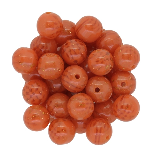 PLASTIC BEADS - BALL - 11mm ORANGE (DARK) - 50g Hole-2.0mm (54pcs.)