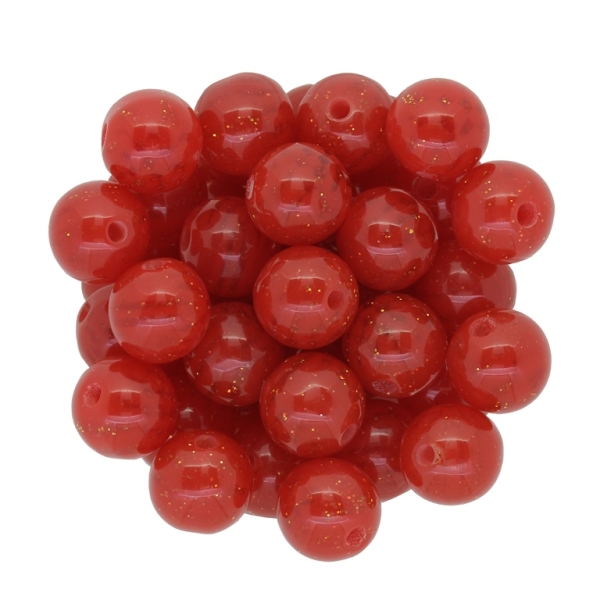 PLASTIC BEADS - BALL - 11mm RED - 50g Hole-2.0mm (54pcs.)