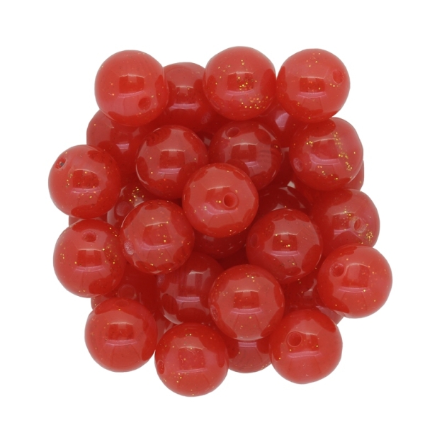 PLASTIC BEADS - BALL - 11mm RED 02 - 50g Hole-2.0mm (54pcs.)