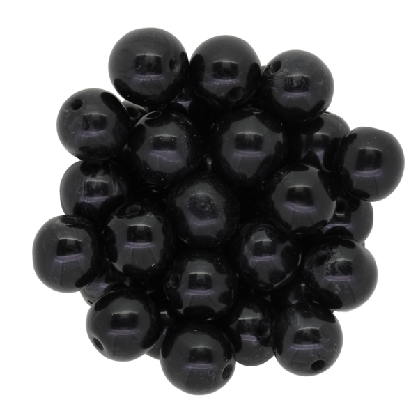 PLASTIC BEADS - BALL - 11mm BLACK - 50g Hole-2.5mm (56pcs.)