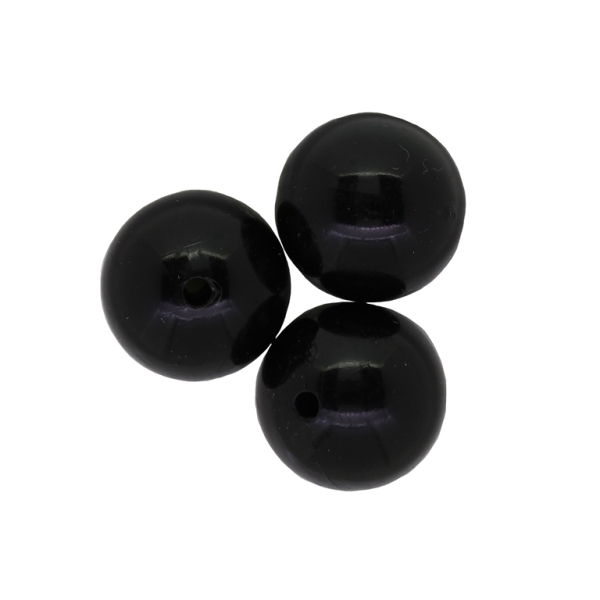 PLASTIC BEADS - BALL - 20mm BLACK - SECOND-RATE - 50g Hole-2.7mm (12pcs.)