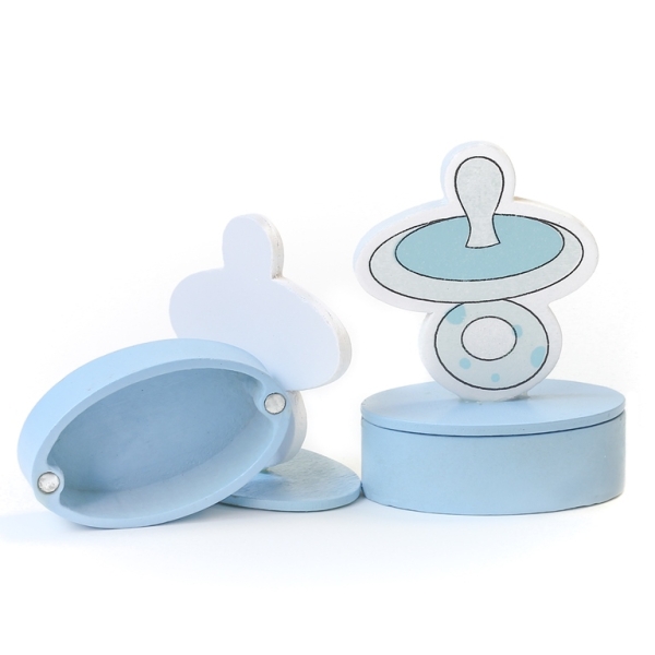 WOODEN BOX - PACIFIER 01 - 66x88x40mm BLUE AND WHITE - 6pcs.