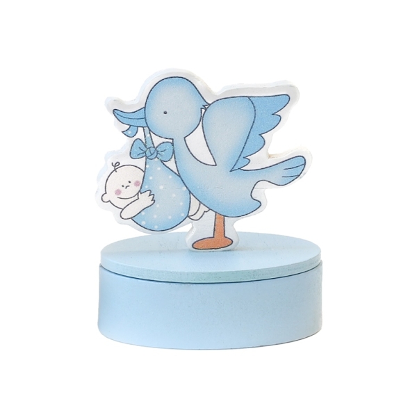 WOODEN BOX - BIRD AND BABY 01 - 66x78x40mm BLUE AND WHITE - 1pcs.