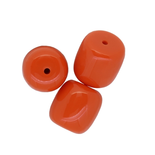 PLASTIC BEADS - CYLINDER OVAL - 19x18mm ORANGE - 50g Hole-2.6mm (9pcs.)