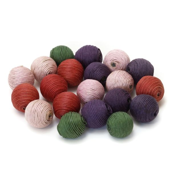 BALL WITH THREAD - COTTON - 23mm MIX - PACKAGE 50pcs. Hole-4.0mm