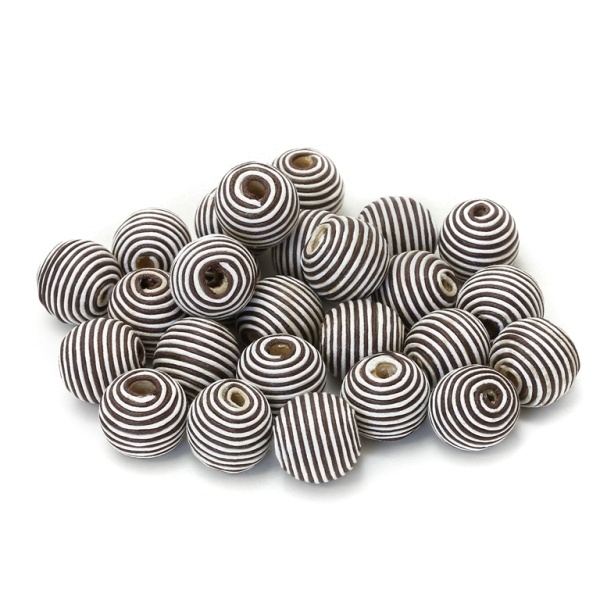 BALL WITH THREAD - COTTON - 20mm ECRU-BROWN - PACKAGE 50pcs. Hole-3.5mm