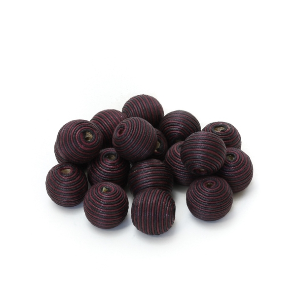 BALL WITH THREAD - COTTON - 20mm BORDEAUX-BLACK - PACKAGE 50pcs. Hole-3.5mm