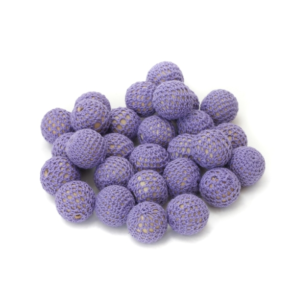 BALL WITH BRAIDED THREAD - 21mm PURPLE - 50pcs. Hole-3.5mm