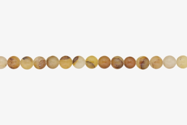 NATURAL STONE BEADS - AVENTURINE YELLOW DARK - 8mm - STRING (48pcs.) Hole-1.4mm