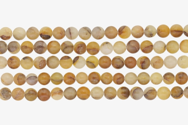 NATURAL STONE BEADS - AVENTURINE YELLOW DARK - 8mm - PACKAGE (5x48pcs.) Hole-1.4mm