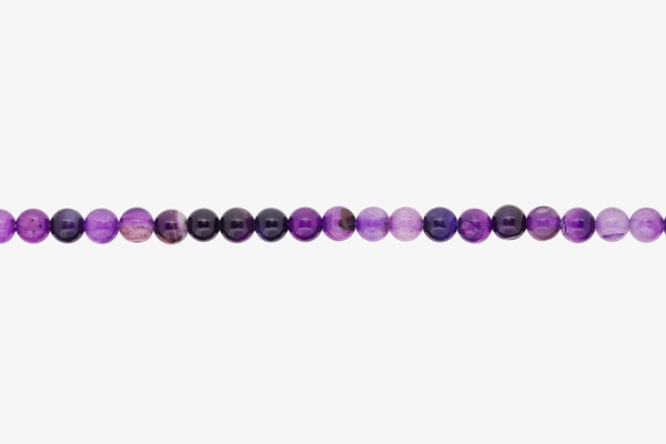 NATURAL STONE BEADS - AGATE PURPLE - 6mm - STRING (64pcs.) Hole-1.0mm