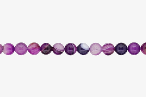 NATURAL STONE BEADS - AGATE PURPLE - 10mm - STRING (38pcs.) Hole-1.8mm