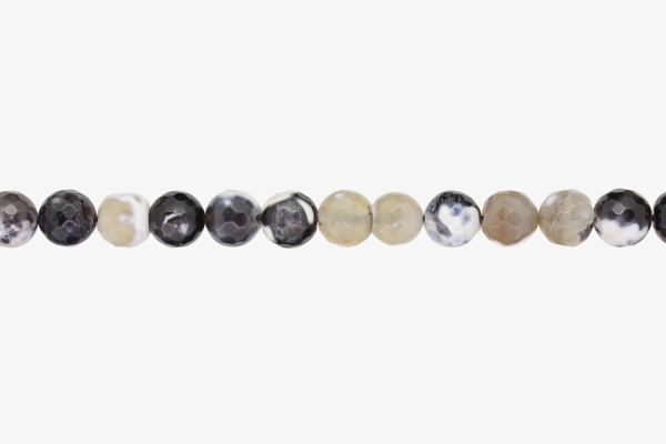 NATURAL STONE BEADS - AGATE COLORFUL FACETED BLACK-WHITE - 10mm - STRING (38pcs.) Hole-1.8mm