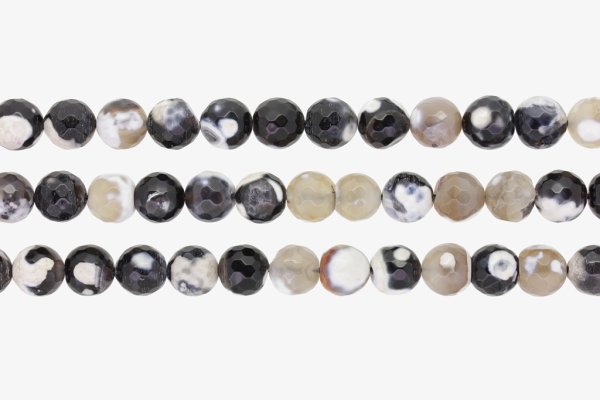 NATURAL STONE BEADS - AGATE COLORFUL FACETED BLACK-WHITE - 10mm - PACKAGE (3x38pcs.) Hole-1.8mm