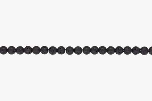 NATURAL STONE BEADS - LAVA STONE BLACK - 6mm - STRING (64pcs.) Hole-1.0mm