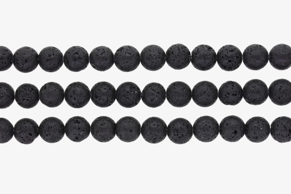 NATURAL STONE BEADS - LAVA STONE BLACK - 10mm - PACKAGE (3x38pcs.) Hole-1.8mm