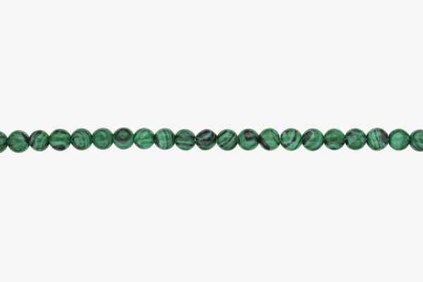 NATURAL STONE BEADS - MALACHITE - 6mm - STRING (64pcs.) Hole-1.0mm