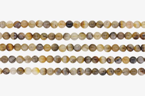 NATURAL STONE BEADS - TIGER'S EYE - 6mm - PACKAGE (5x64pcs.) Hole-1.0mm