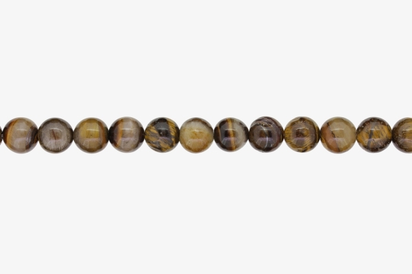 NATURAL STONE BEADS - TIGER'S EYE - 10mm - SECOND-RATE - STRING (38pcs.) Hole-1.2mm