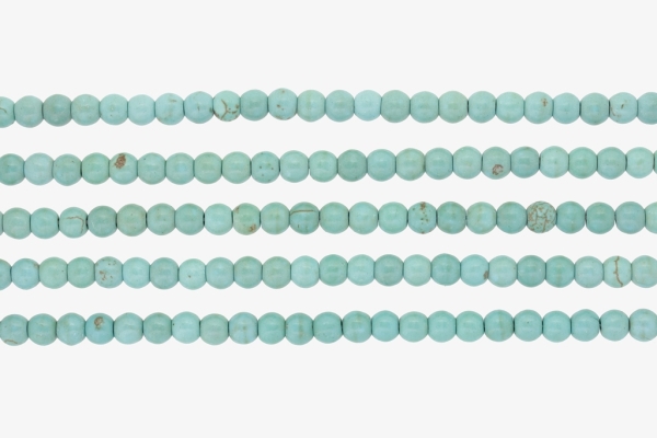 NATURAL STONE BEADS - TURQUOISE - 6mm - PACKAGE (5x64pcs.) Hole-1.0mm