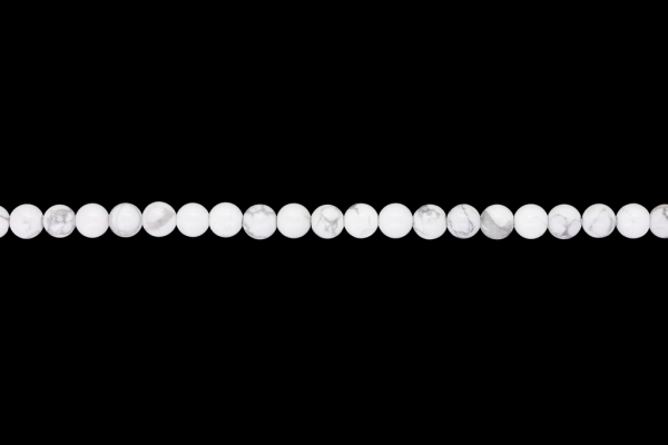 NATURAL STONE BEADS - HOWLITE - 6mm - STRING (64pcs.) Hole-1.0mm