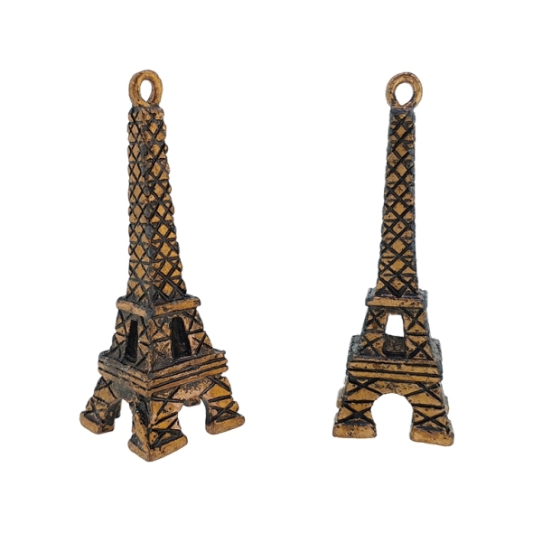 METAL BEADS - PENDANT - EIFFEL TOWER 02 - 14x41x13mm ANTIQUE BRASS - 1pc. Hole-2.0mm