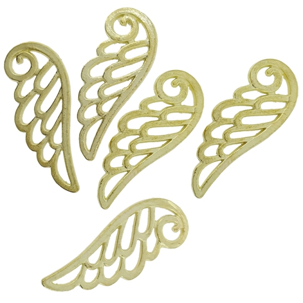 METAL BEADS - PENDANT - ANGEL WING CONTOUR 01 - 10x24x1.5mm GOLD - 10pcs. Hole-1.5mm